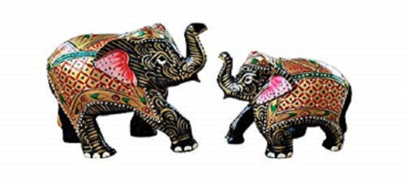 Wooden Handmade and Handpainted Elephant Showpiece for Collection on Centre Table/Guestroom Room II Nice Showpiece for Home Deccoration II Black UpTrunk (2-2.5 Inches)