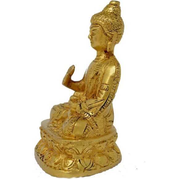 Buddha Sitting on Lotus – Brass Made Metal Craft for Gift and Decorative use - Image 2
