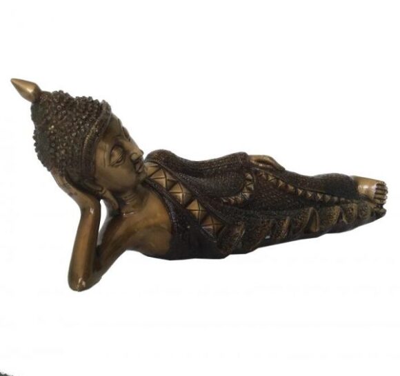 Laying Lord Buddha Hand Made Statue bronze finish brass metal figure - Image 2