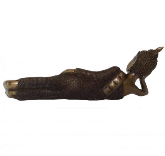Laying Lord Buddha Hand Made Statue bronze finish brass metal figure - Image 3