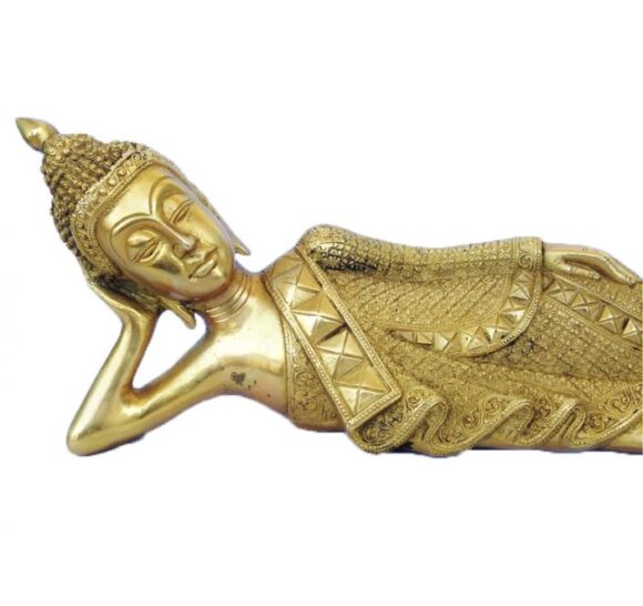 Sleeping Statue of Gautam Buddha of Brass - Image 2