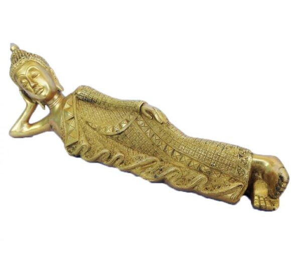 Sleeping Statue of Gautam Buddha of Brass - Image 3