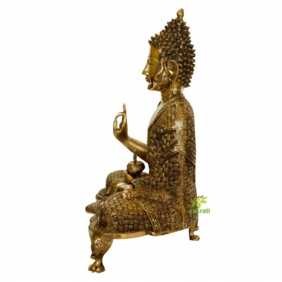 Large Size Blessing Buddha – Brass Statue - Image 2