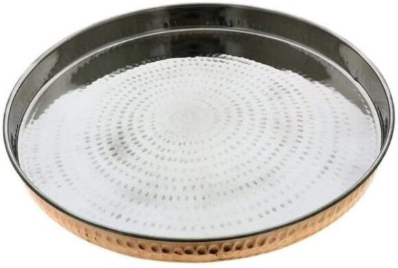 Dinnerware Stainless Steel Copper Traditional Dinner Set of Thali Plate, Bowls, Glass and Spoon, Diameter 12 Inch Pack of 6 Set - Image 3