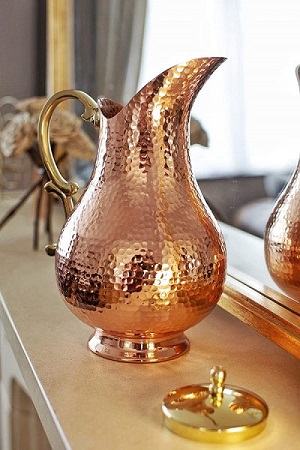 Indian Handmade Pure Copper Water Tumbler Ayurveda Benefit Copper Pitcher  Indian Copper Glass Hammered Glass