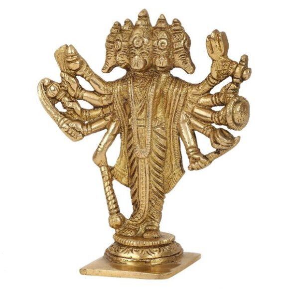Brass Murti Lord Hanuman Hindu God Panchmukhi Idol Five Face Statue Home Decor Pooja Mandir Gift - Image 2