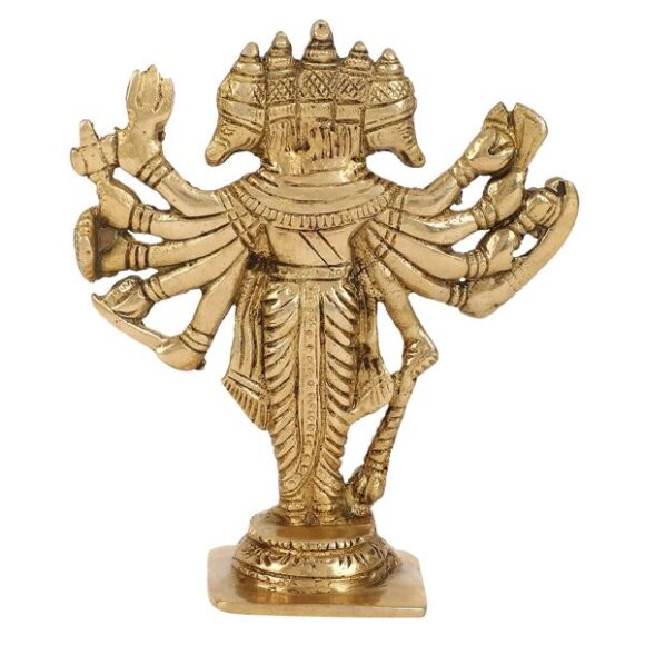 Brass Murti Lord Hanuman Hindu God Panchmukhi Idol Five Face Statue Home Decor Pooja Mandir Gift - Image 4