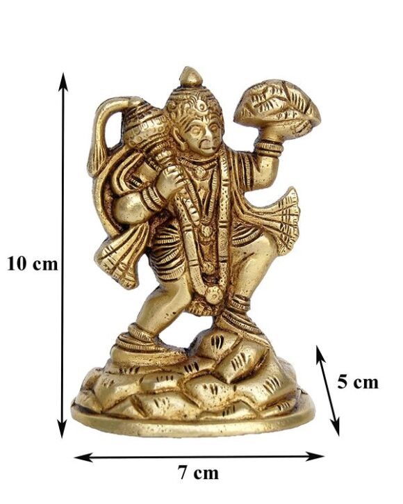 Brass Lord Hanuman Bajrang Bali Murti Statue in Glossy Antique Finish Pooja Item - Image 2