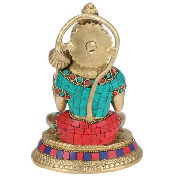 Brass Bajrangbali Sankat Mochan Hanuman JI Statue Bhagwan Murti for Home Office Entrance Temple Mandir Decoration Pooja Hindu Gift Multicolor - Image 4