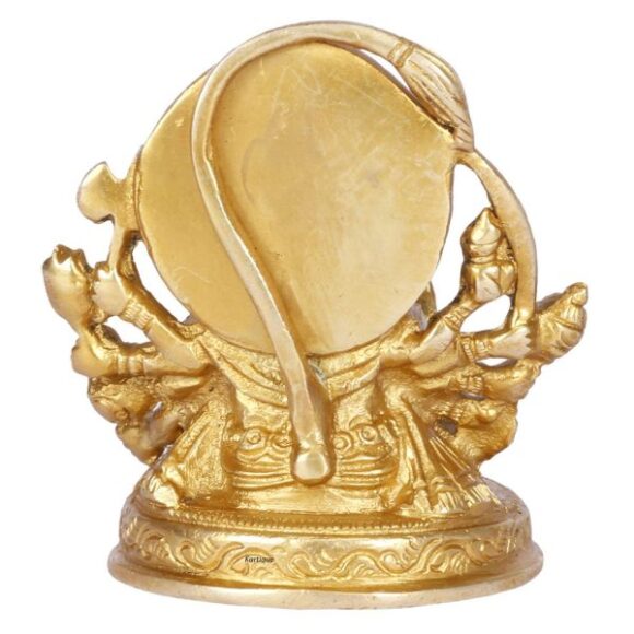 Brass Hindu God Bajrangbali Sankat Mochan Panchmukhi Hanuman Idol Statue Murti for Home Office Entrance Decor Temple Mandir Pooja Puja Gold Brown 3.2 Inches - Image 4