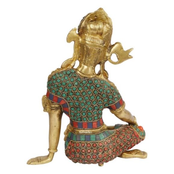 Brass Murti of Lord Indra Dev Mahavastu Rain God | Color Gemstone Handwork Inder Dev| Vastu Remedy | FengShui | Height 9.5 inches - Image 4