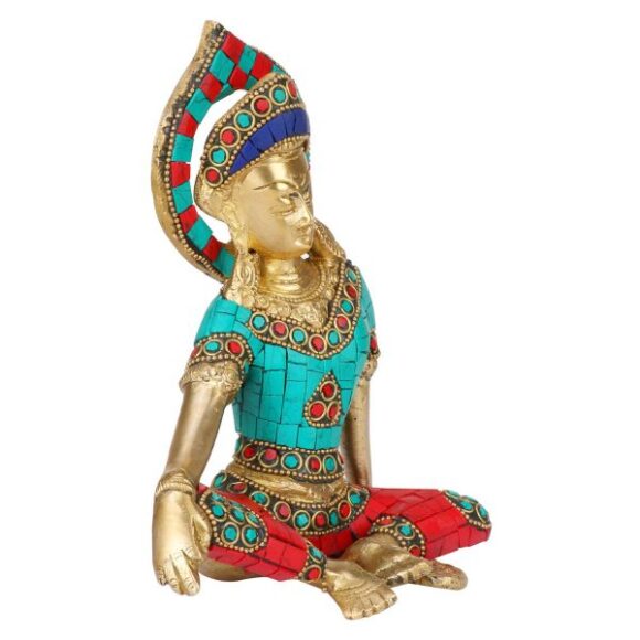 Brass Murti of Lord Indra Dev | Color Gemstone Handwork Inder Dev | Vastu Remedy | FengShui | Brass Statue of God Indra Dev - Image 2