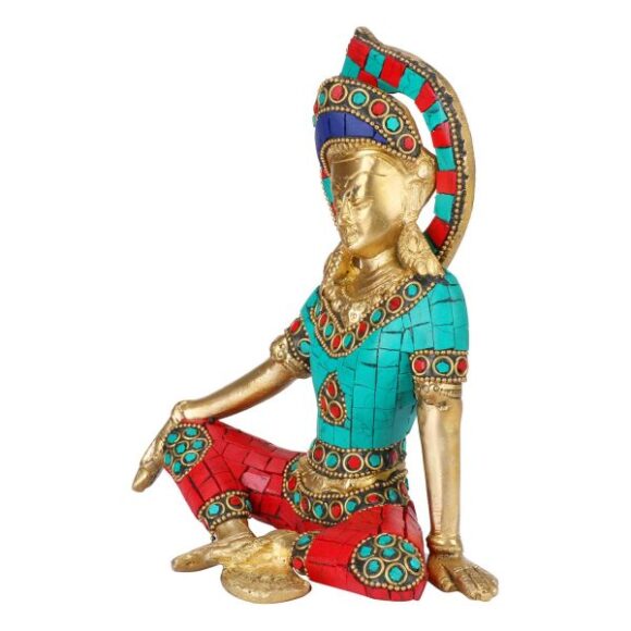 Brass Murti of Lord Indra Dev | Color Gemstone Handwork Inder Dev | Vastu Remedy | FengShui | Brass Statue of God Indra Dev - Image 3