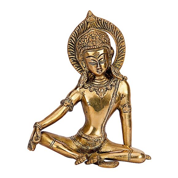 Brass Lord Indra Dev Murti Statue Length 6 inches Height 6 inches for Home Decor Vastu Remedy FengShui Lord Indra Dev in Squating Posture