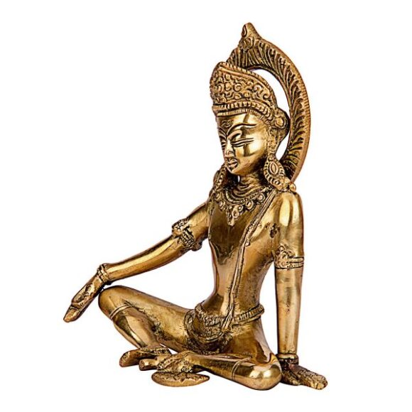 Brass Lord Indra Dev Murti Statue Length 6 inches Height 6 inches for Home Decor Vastu Remedy FengShui Lord Indra Dev in Squating Posture - Image 2