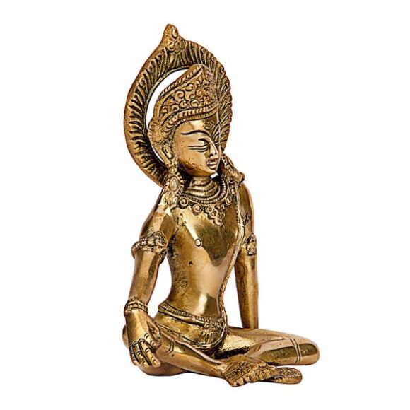 Brass Lord Indra Dev Murti Statue Length 6 inches Height 6 inches for Home Decor Vastu Remedy FengShui Lord Indra Dev in Squating Posture - Image 3