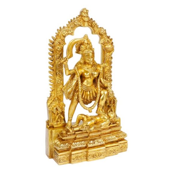 Goddess Kali MATA | Kaali Maa | Kalka Maa Idol in Brass Statue Idols Murti Ideal for Home Temple puja | Navratri puja | Festival puja | Gifting 10.5 Inches - Image 2