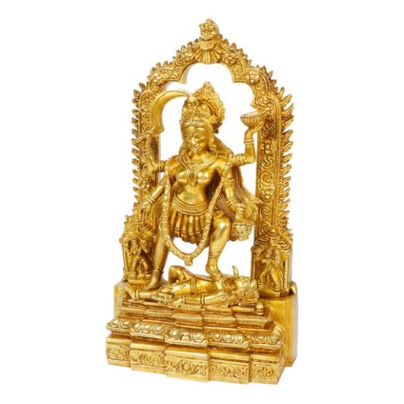 Goddess Kali MATA | Kaali Maa | Kalka Maa Idol in Brass Statue Idols Murti Ideal for Home Temple puja | Navratri puja | Festival puja | Gifting 10.5 Inches - Image 3