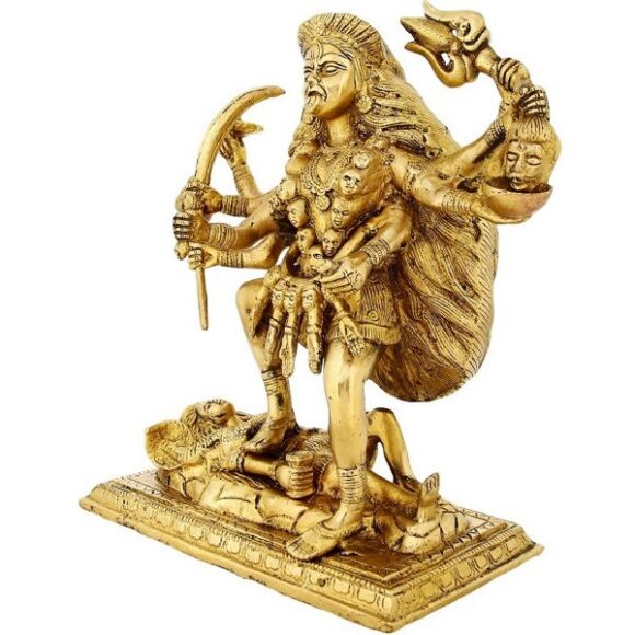 Brass Statue of Ma Kali Hindu Goddess Idol for Puja 9.5 inch,4.8 Kg - Image 2