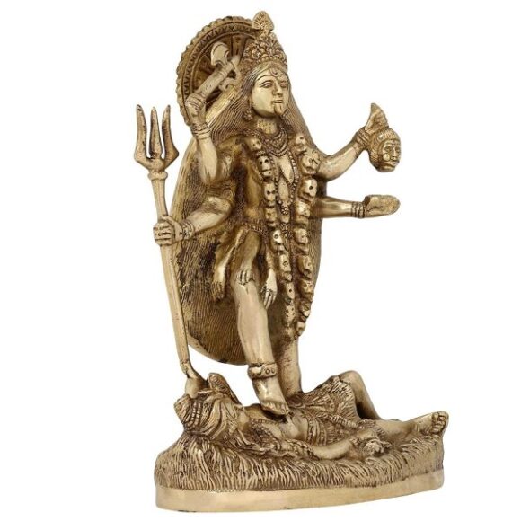 Goddess Statue Kali Religious Hindu Brass Decor Spiritual; 9.5 Inches - Image 4