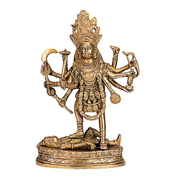 Ma Kali Brass Statue | Adi Shakti Goddess |Murti Sculpture| Rudrani Bhadrakali Aadya Chamunda Kamakshi Height 11.5 Inches