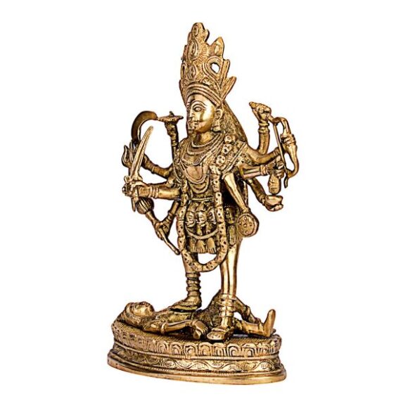 Ma Kali Brass Statue | Adi Shakti Goddess |Murti Sculpture| Rudrani Bhadrakali Aadya Chamunda Kamakshi Height 11.5 Inches - Image 2