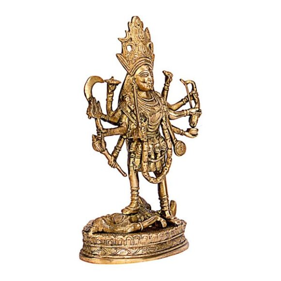 Ma Kali Brass Statue | Adi Shakti Goddess |Murti Sculpture| Rudrani Bhadrakali Aadya Chamunda Kamakshi Height 11.5 Inches - Image 3