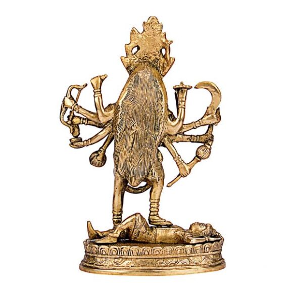 Ma Kali Brass Statue | Adi Shakti Goddess |Murti Sculpture| Rudrani Bhadrakali Aadya Chamunda Kamakshi Height 11.5 Inches - Image 4