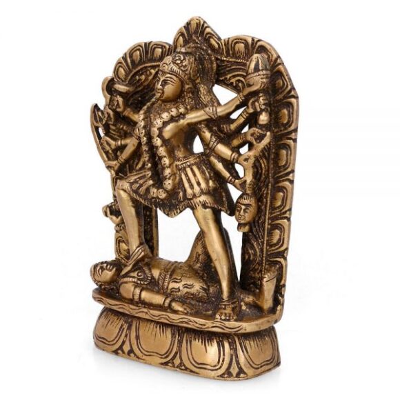 Brass Ma Kali Idol, 6.5 Inches Height, Gold - Image 2