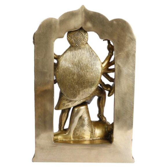 Brass Maa Kali Statue | Adi Shakti Ma Goddess Murti Idol Aadya Chamunda Kamakshi Gold Color Height 11.5 nches - Image 4