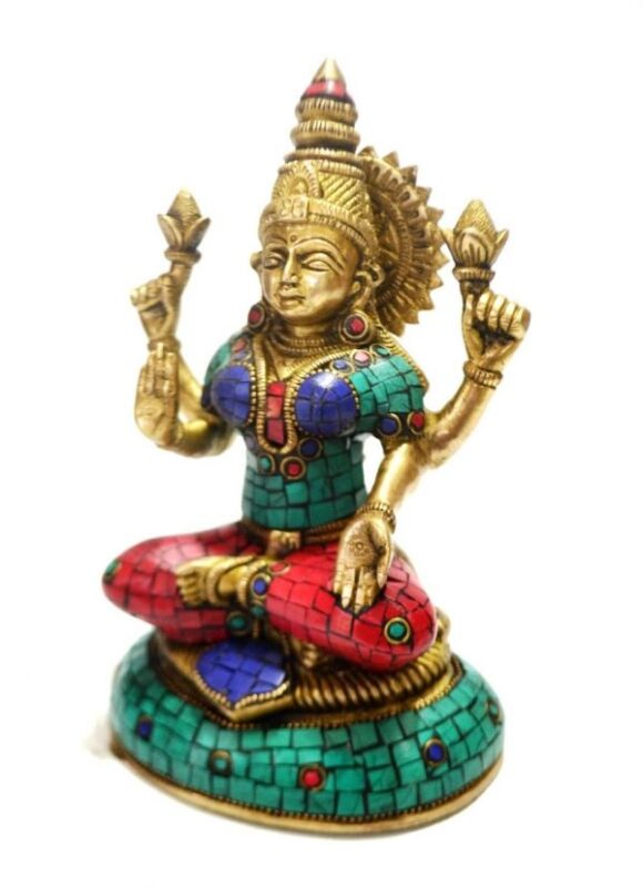Lakshmi Statue Brass Sculpture Hindu God Idol Decor Gift - Image 2