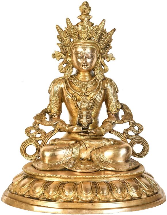 Buddha Brass Statue Golden Large Statue Pure Brass Finish
