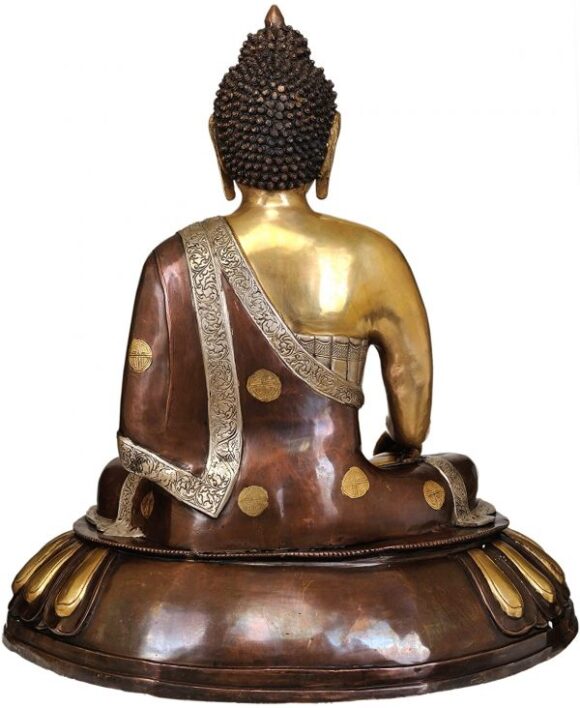 Large Size Lord Buddha in the Bhumisparsha Mudra – Brass Sculpture - Image 2