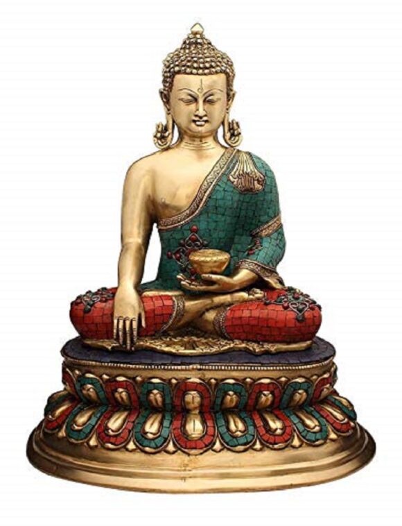 12″ Large Buddha Statue Brass Decorative Statement Pieces Blessing Sculpture Home Decor Floral Designer Handmade (Copy)