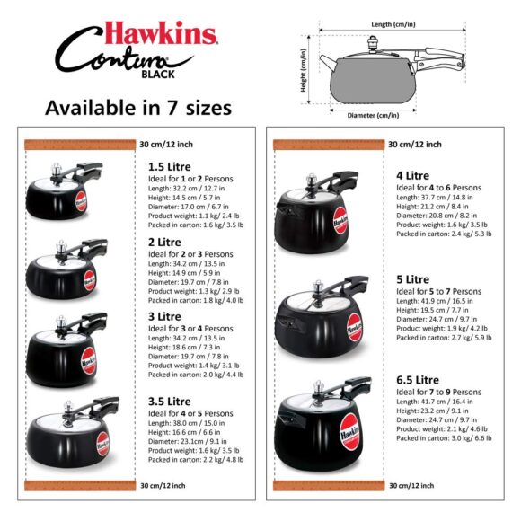 Hawkins Contura Hard Anodised Aluminium Pressure Cooker, 1.5 Liters, Black - Image 2