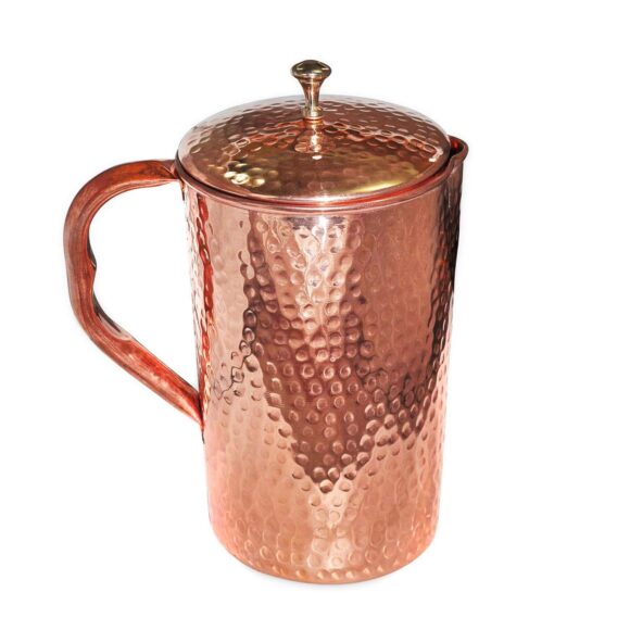 Copper Jug 1200ml – Reusable Hammered Design Water Pitcher with Lid