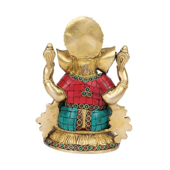Brass Hindu God Bhagwan Ganesha Idol for Home Entrance Décor Handmade Religious Statue for Good Luck and Success Diwali Gift Height 7 inches - Image 4
