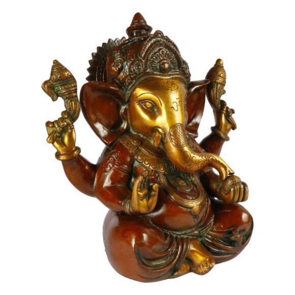Brass Taj Ganesha Bhagwan with Modak Mangalkar - Image 2