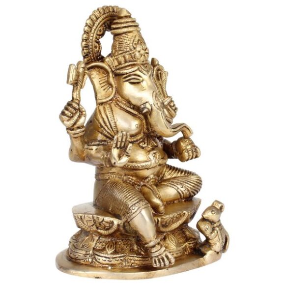 Brass Ganesha Bhagwan Statue in Blessing Posture Ganesh Idol Ganpati Murti for Home Entrance Decor Diwali Festival Gift Success Good Luck - Image 2