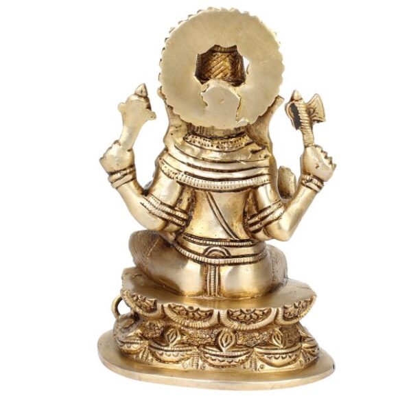 Brass Ganesha Bhagwan Statue in Blessing Posture Ganesh Idol Ganpati Murti for Home Entrance Decor Diwali Festival Gift Success Good Luck - Image 4