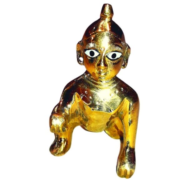 Brass Laddu Gopal (Golden, 4 cm) – Hemant Mukut
