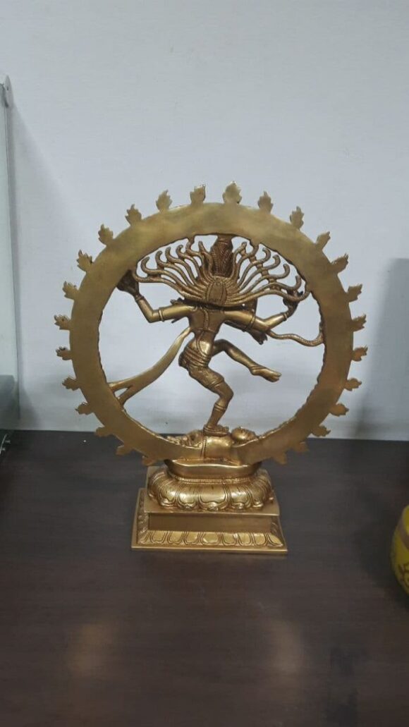 Nataraja Statue, Natural Brass, 14-Inch Height, 11 Inches - Image 3