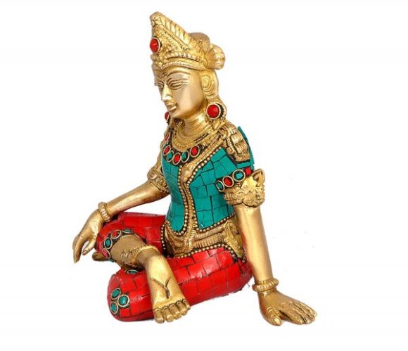 Sitting God Indra Dev Brass Statue Idol, Height : 5.75 inches - Image 2