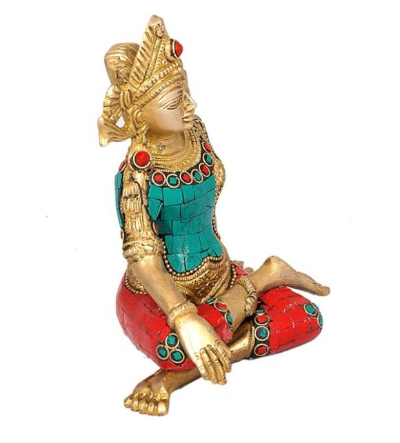 Sitting God Indra Dev Brass Statue Idol, Height : 5.75 inches - Image 3