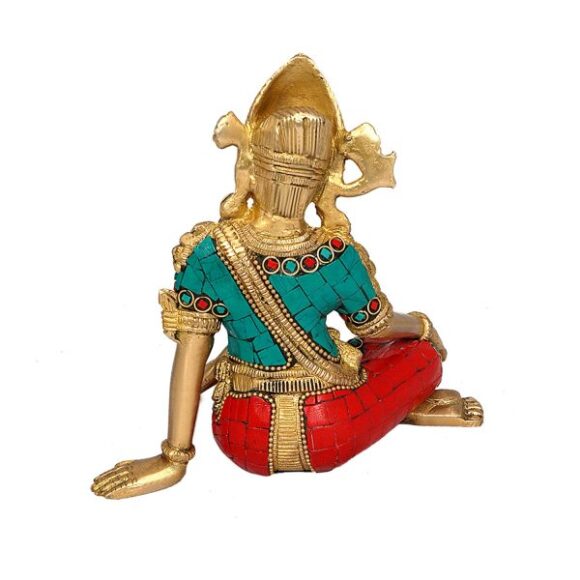 Sitting God Indra Dev Brass Statue Idol, Height : 5.75 inches - Image 4