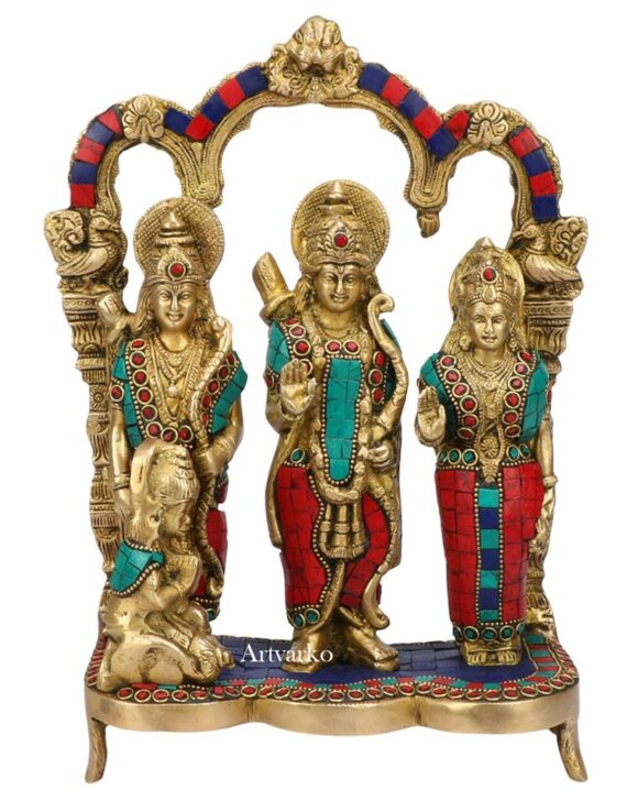 Brass Metal Lord Ram Darbar Murti Rama Sita Laxman Hanuman God Statue Idol Ram Darbar Bhagwan Ram Navmi Mandir Temple