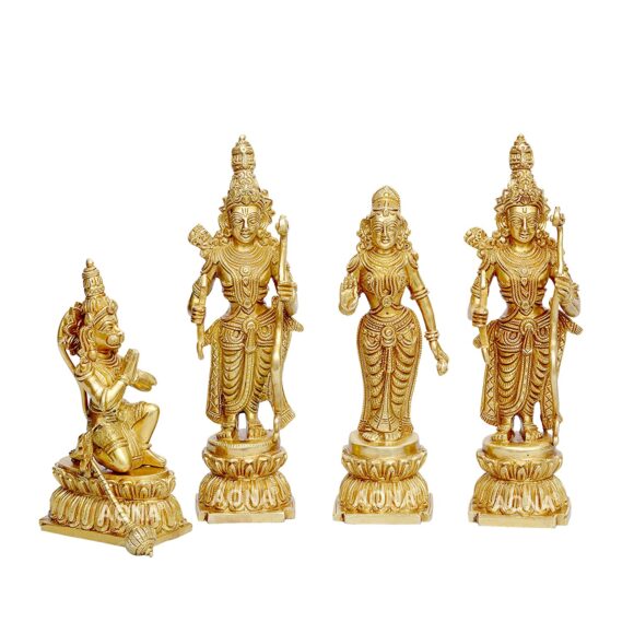 Ram Sita Laxman Hanuman Statue Hindu God Figurine Metal Brass Sculpture Ram Darbar Statue Height 12 Inch