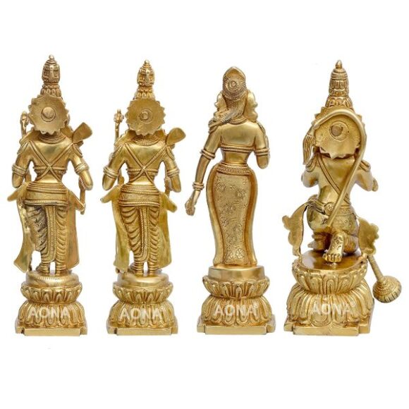Ram Sita Laxman Hanuman Statue Hindu God Figurine Metal Brass Sculpture Ram Darbar Statue Height 12 Inch - Image 4