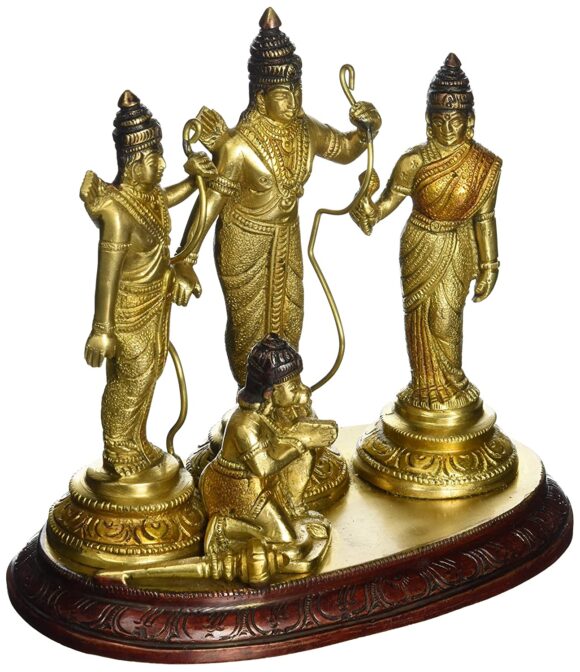 Ram Sita Laxman Hanuman Statue Hindu God Figurine Metal Brass Sculpture Ram Darbar Statue