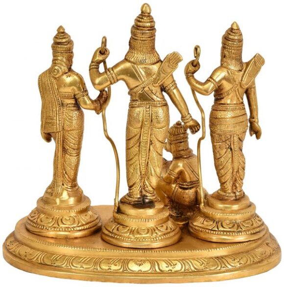 Ram Sita Laxman Hanuman Statue Hindu God Figurine Metal Brass Sculpture Ram Darbar Statue Height 7 Inch - Image 2